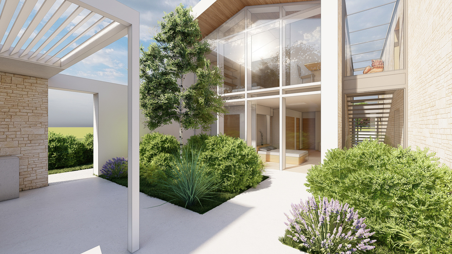 Perspective massif végétalisé tampon